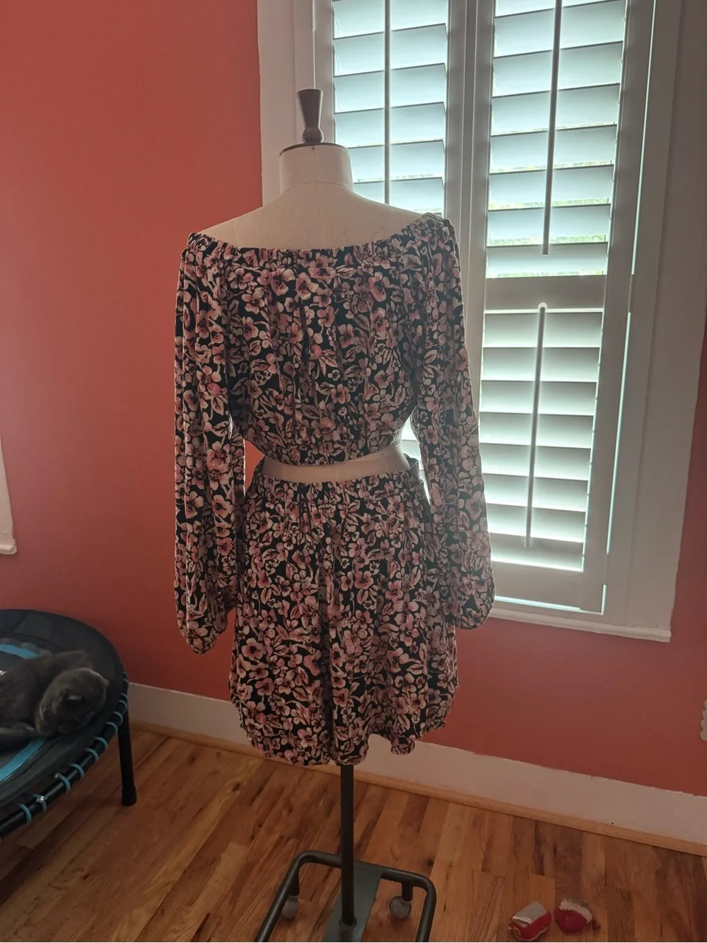 Free People Black and Blush Floral Women's Dress